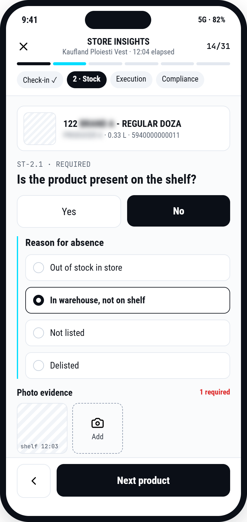 Checklist in the mobile app