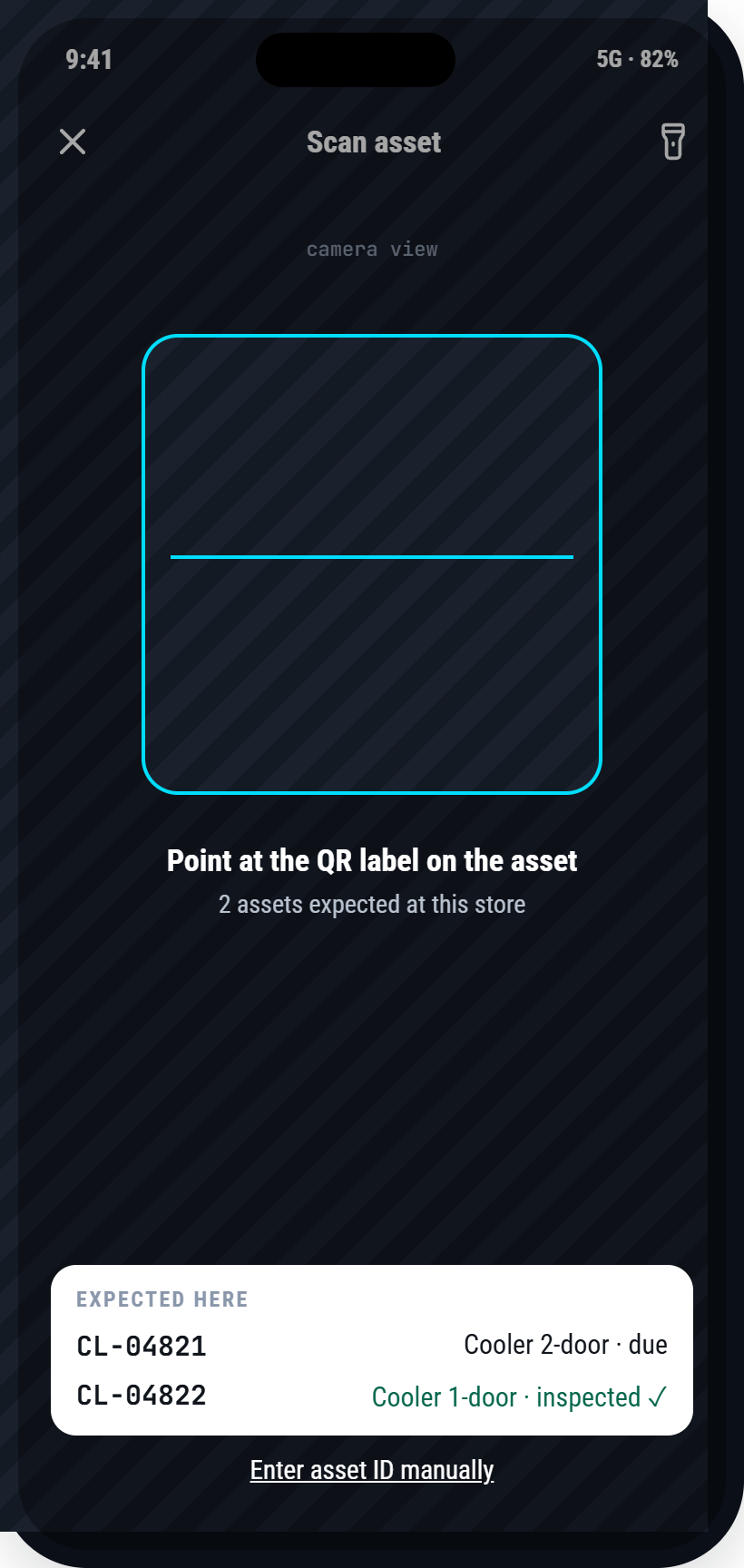 Scan asset QR code